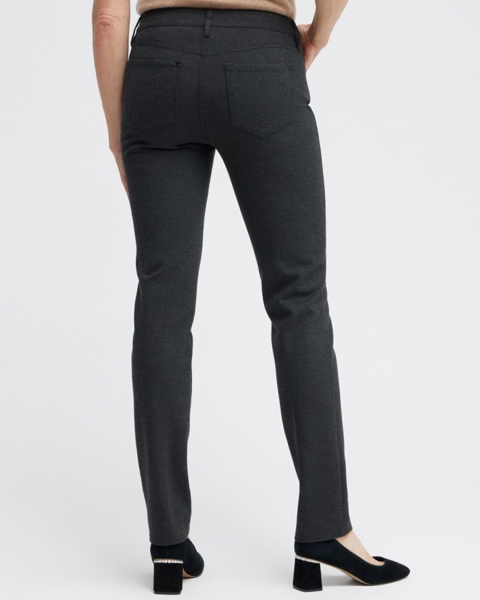 Chicos Ponte 5-Pocket Slim Pants - Graphite Heather Gray