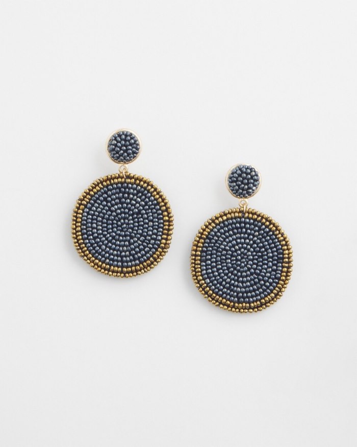 Chicos Seed Bead Drop Earrings - Navy Blue