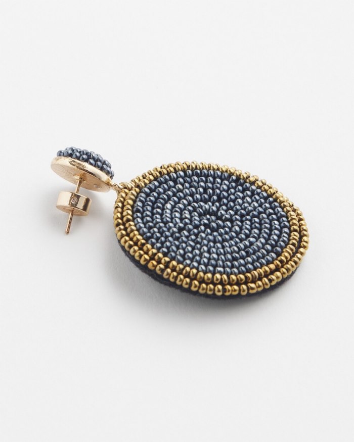 Chicos Seed Bead Drop Earrings - Navy Blue