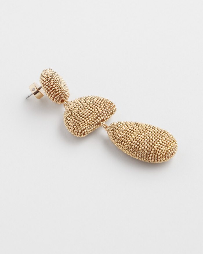 Chicos Gold Tone Linear Drop Earrings - Gold