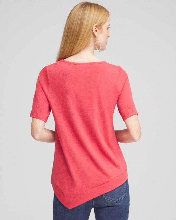 Chicos Asymmetrical Elbow Sleeve Tee - Alabaster