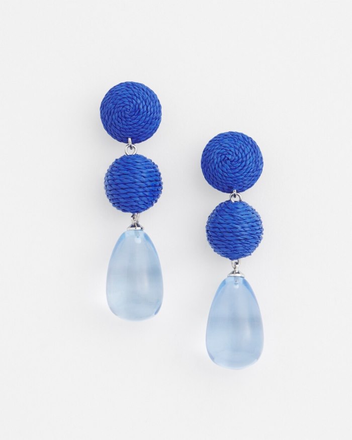 Chicos No Droop Blue Raffia Drop Earrings - Blue