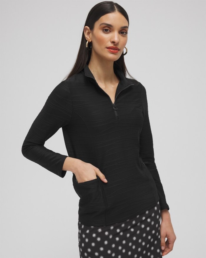 Chicos Zenergy UPF Knit Jacquard Pullover - Black