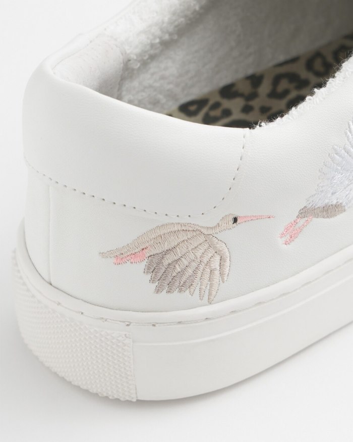 Chicos Embroidered Sneakers - White