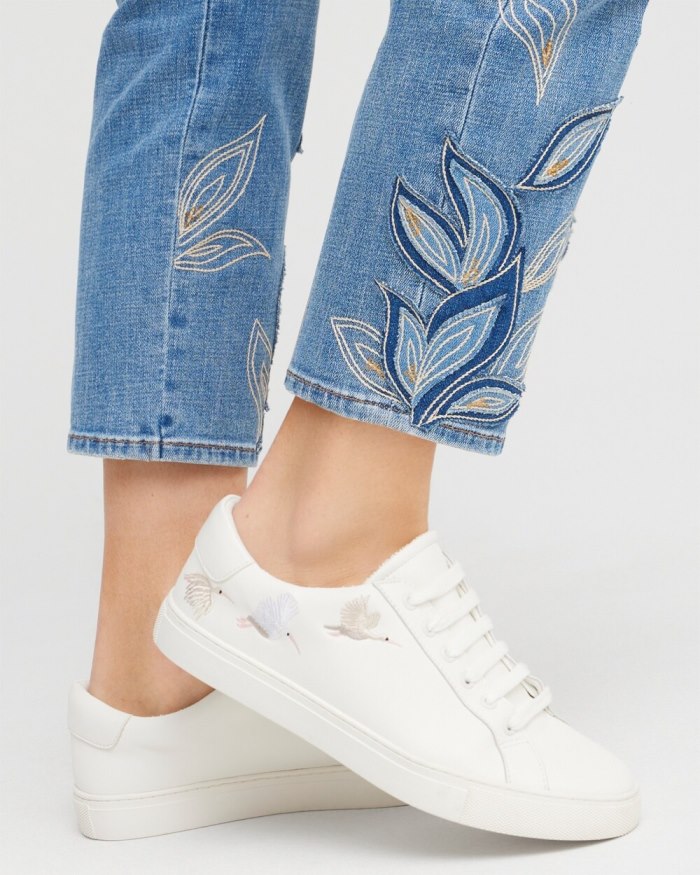 Chicos Embroidered Sneakers - White