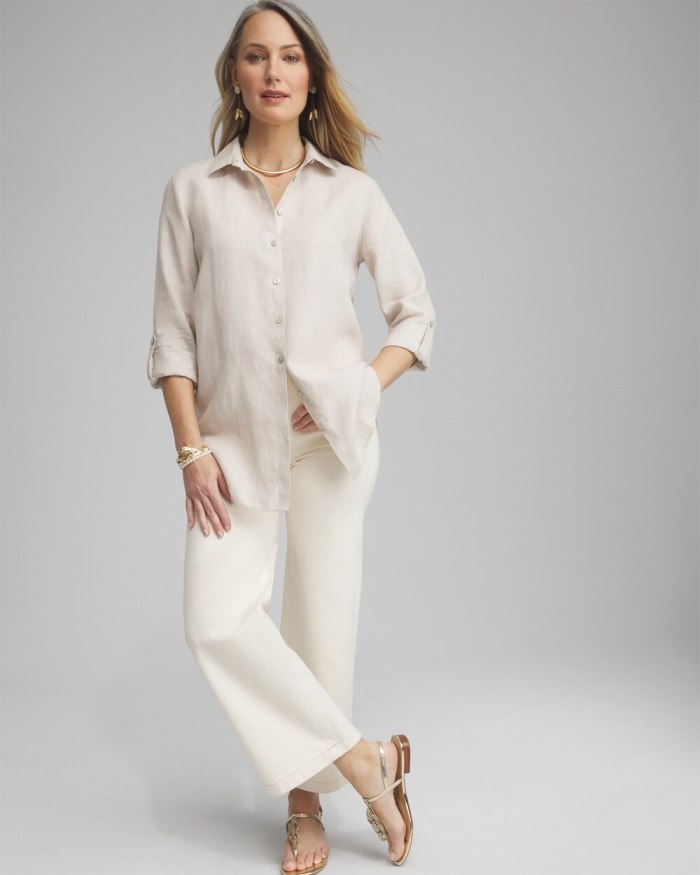 Chicos No Iron Linen Tunic - Oatmeal