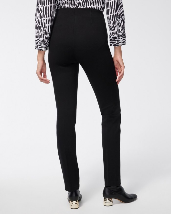 Chicos Juliet Ponte Trim Detail Pants - Black