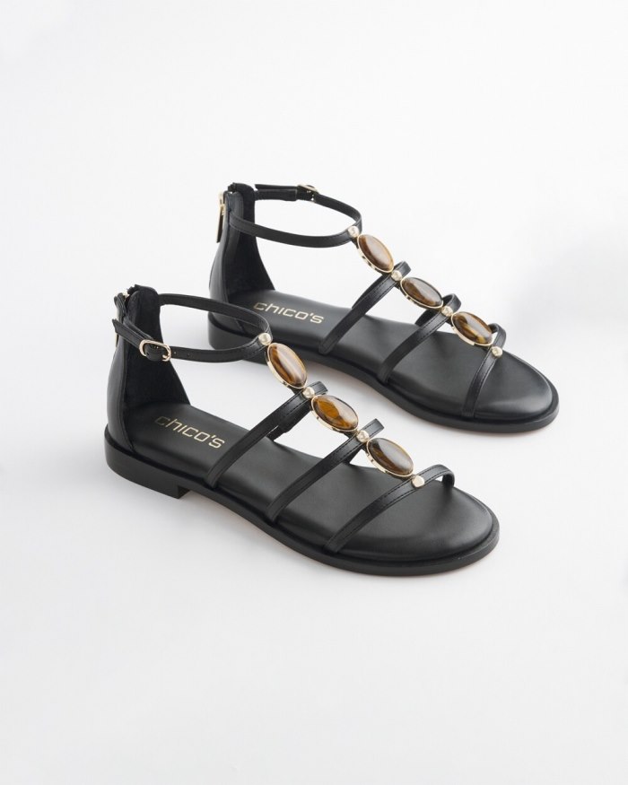 Chicos Black Embellished Sandals - Black