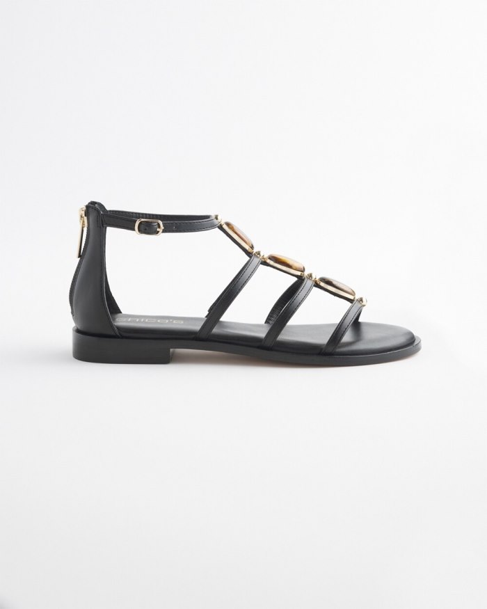 Chicos Black Embellished Sandals - Black