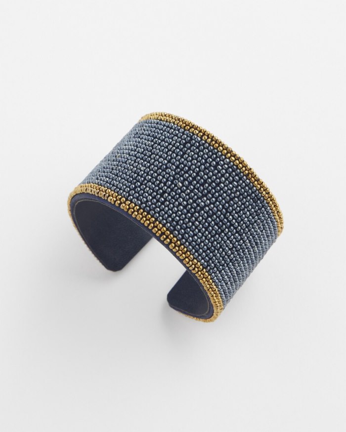 Chicos Seed Bead Cuff Bracelet - Navy Blue