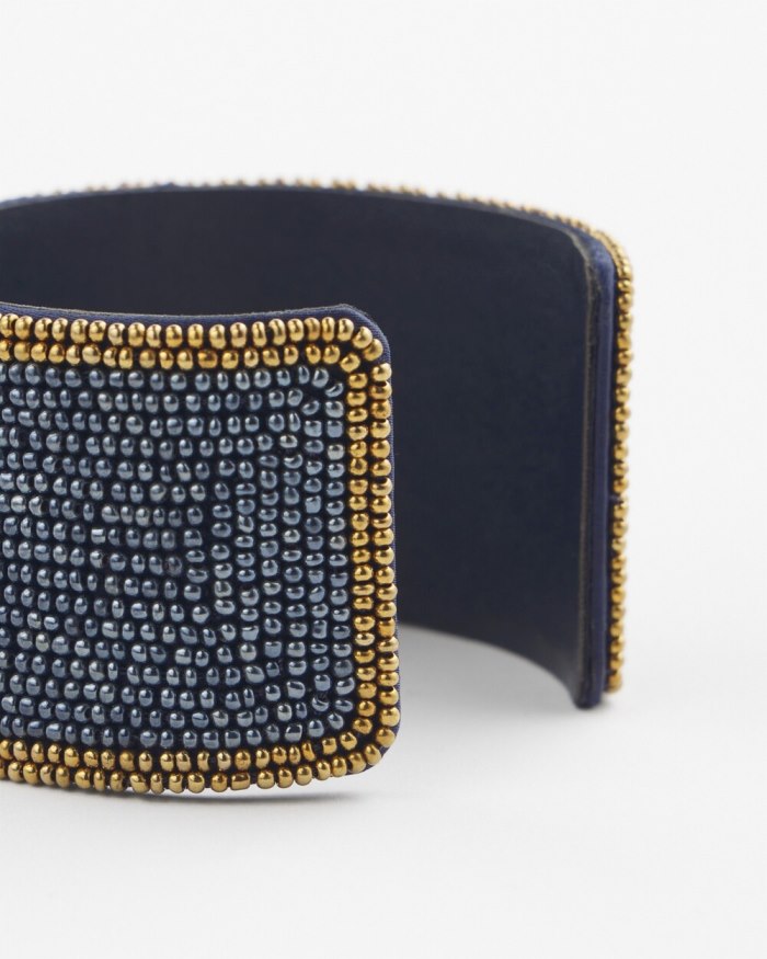 Chicos Seed Bead Cuff Bracelet - Navy Blue