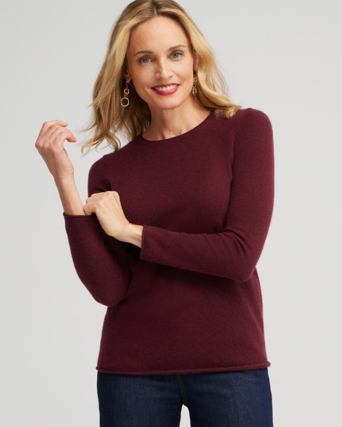 Chicos Cashmere Crew Neck Sweater - Merlot