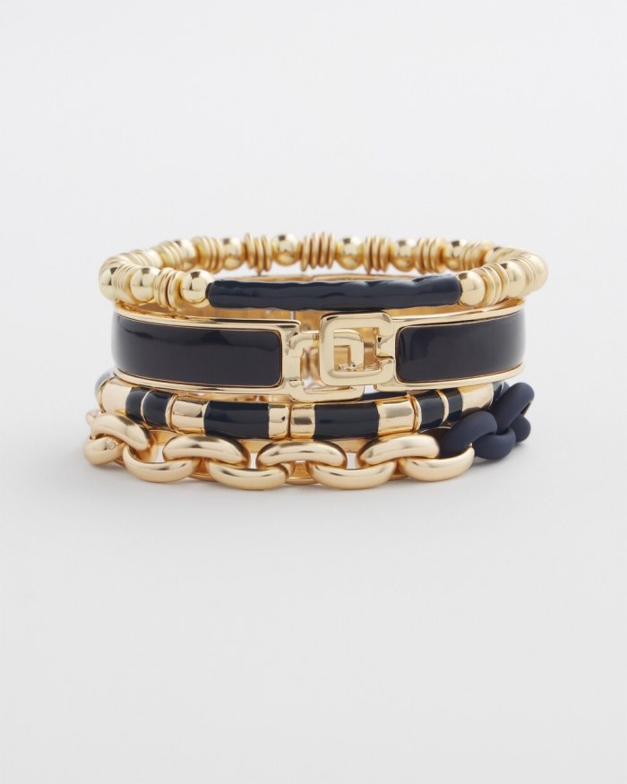 Chicos Navy & Gold Tone Link Bracelet - Navy