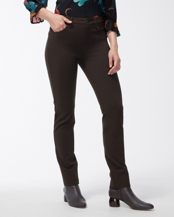 Chicos Ponte 5-Pocket Slim Pants - Cocoa Bean