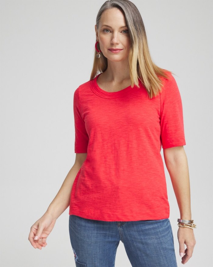 Chicos Scoop Neck Tee - Watermelon Punch