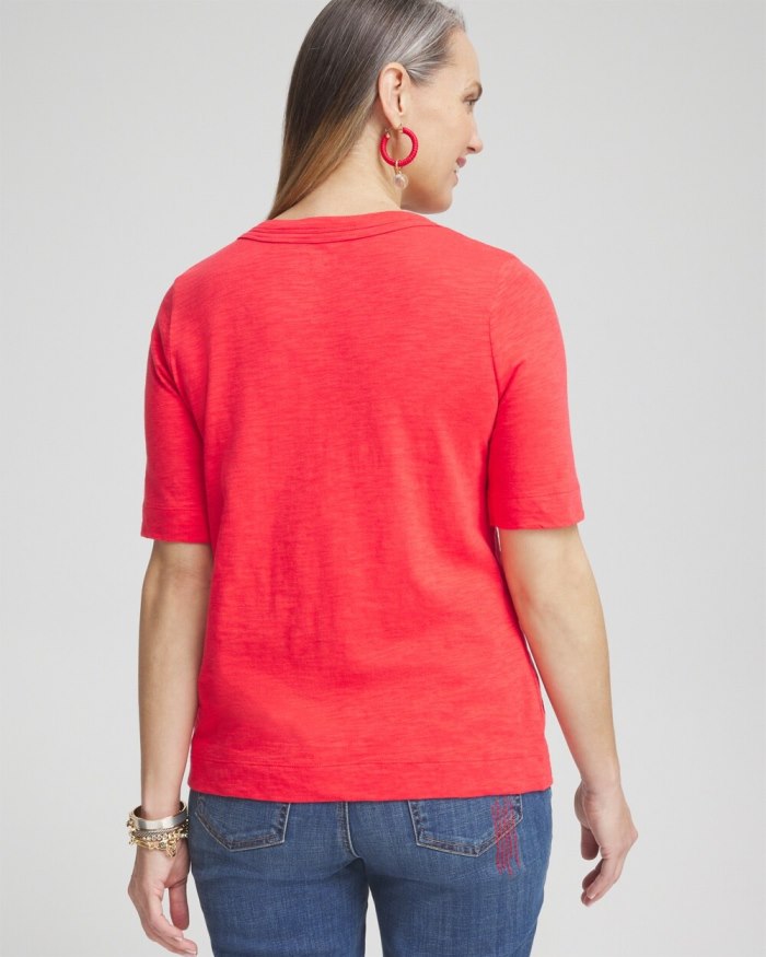 Chicos Scoop Neck Tee - Watermelon Punch