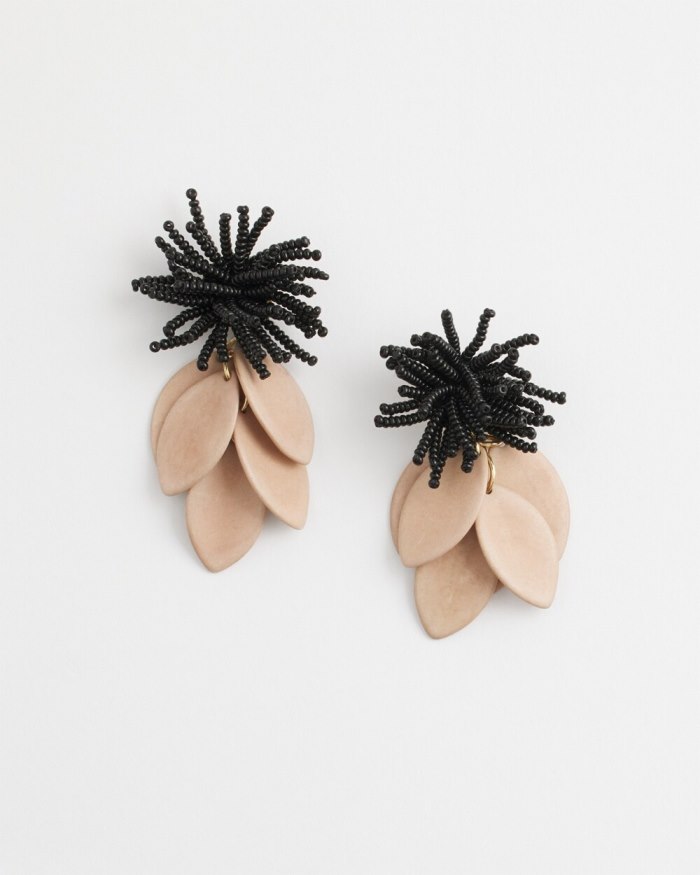 Chicos No Droop Taupe Petal Earrings - Black/Smokey Taupe