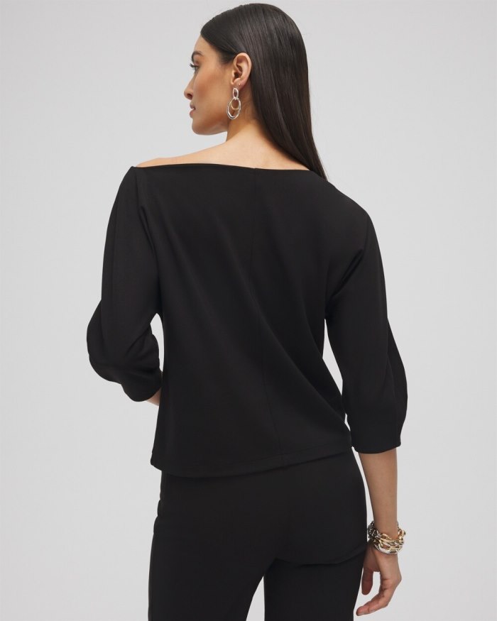 Chicos Ponte Off-The-Shoulder Top - Black