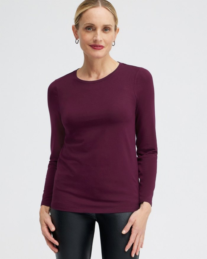 Chicos Touch of Cool Layering Tee - Deep Merlot