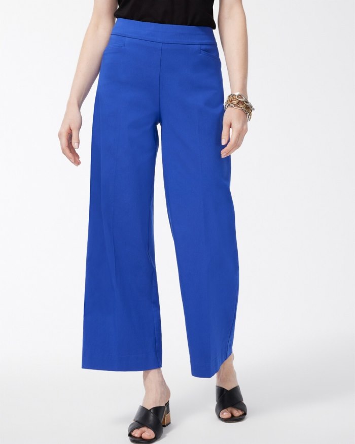 Chicos Brigitte Wide Leg Cropped Pants - Blue Grotto