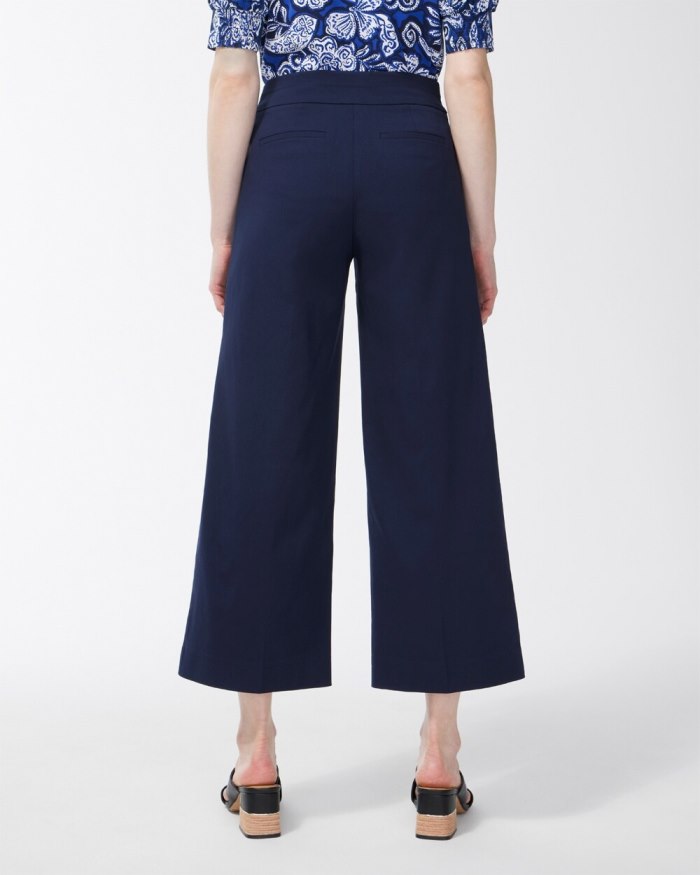 Chicos Brigitte Wide Leg Cropped Pants - Blue Grotto