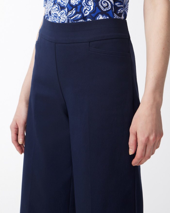 Chicos Brigitte Wide Leg Cropped Pants - Blue Grotto