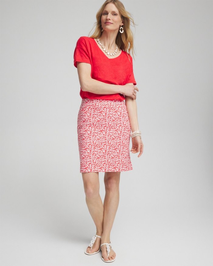 Chicos Brigitte Pull-On Reef Print Skort - Watermelon Punch