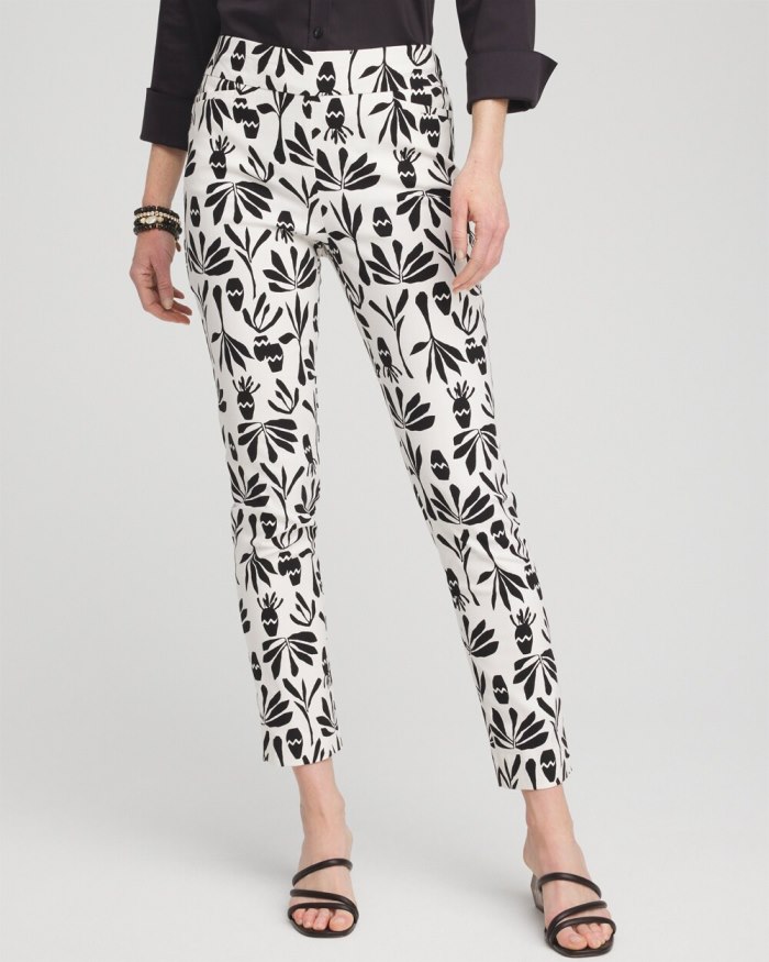 Chicos Brigitte Artisan Print Ankle Pants - Alabaster/Black