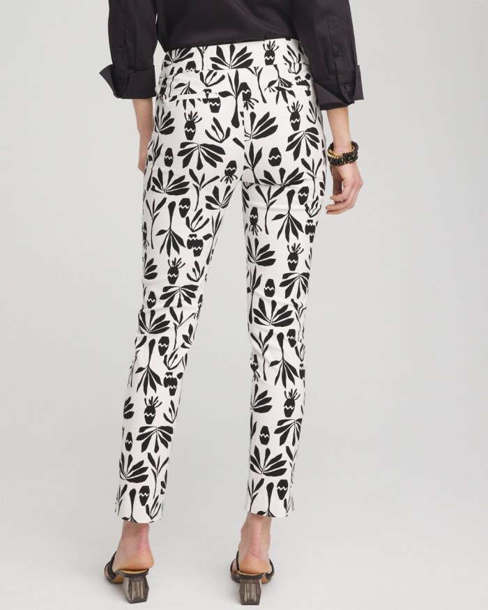 Chicos Brigitte Artisan Print Ankle Pants - Alabaster/Black