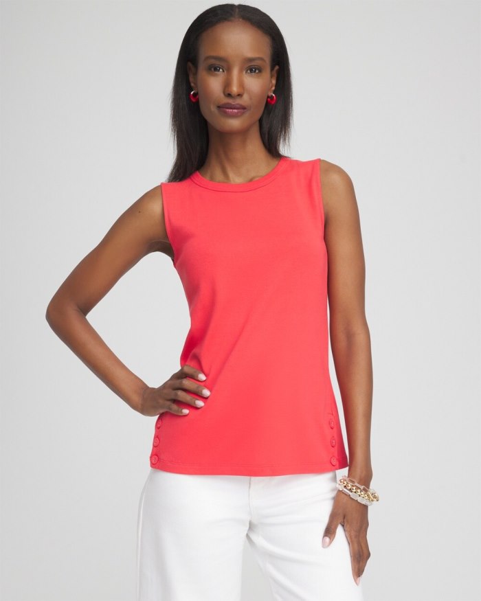 Chicos Button Detail Tank - Watermelon Punch