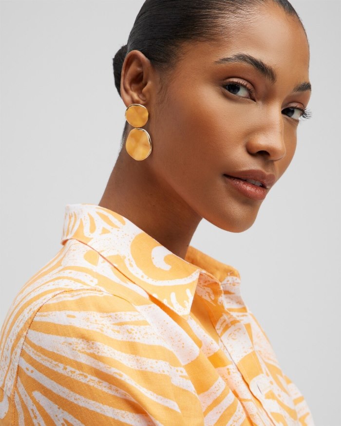 Chicos No Droop Orange Round Drop Earrings - Mango Sorbet