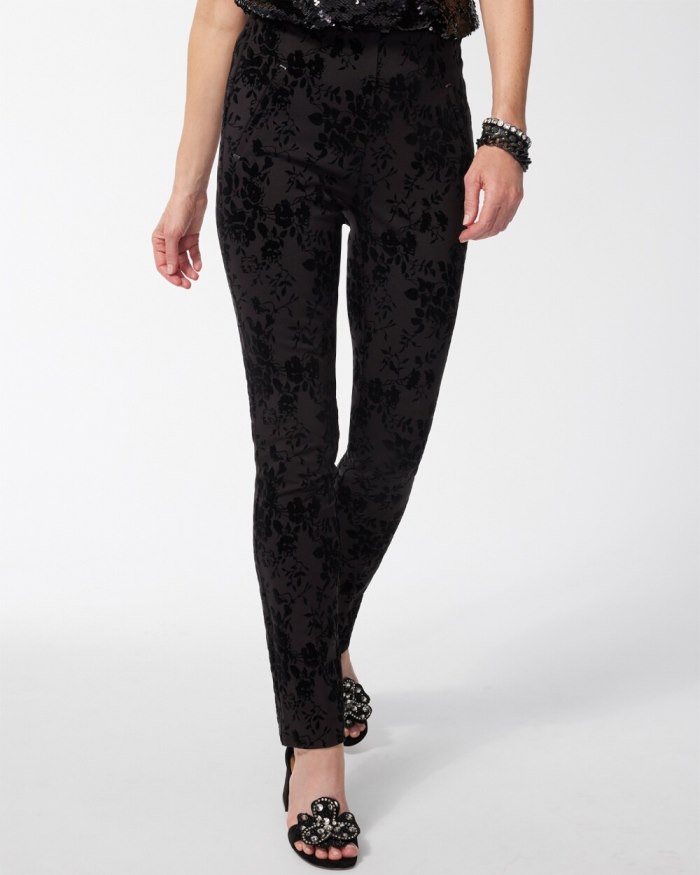 Chicos Juliet Floral Ankle Pants - Black