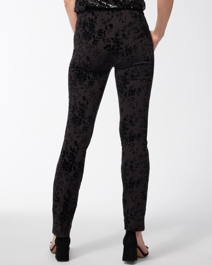 Chicos Juliet Floral Ankle Pants - Black