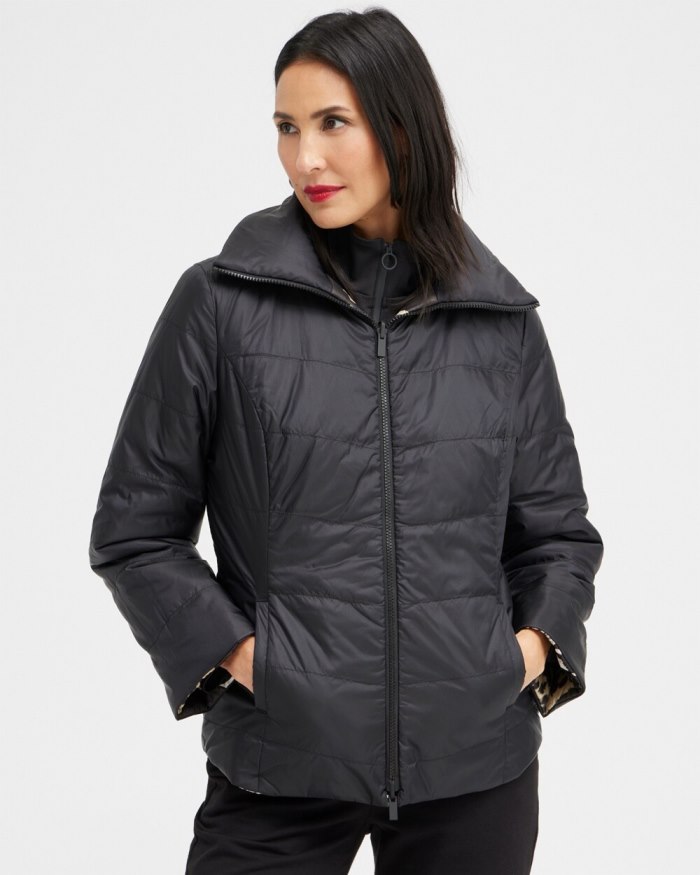 Chicos Zenergy Reversible Puffer Jacket - Black