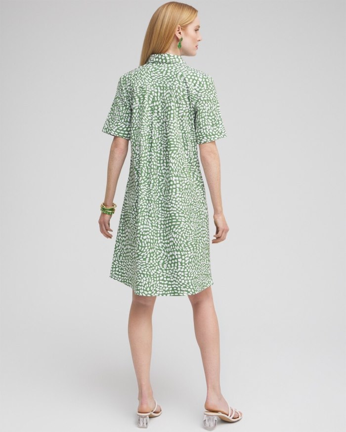 Chicos Poplin Popover Shirt Dress - Verdant Green