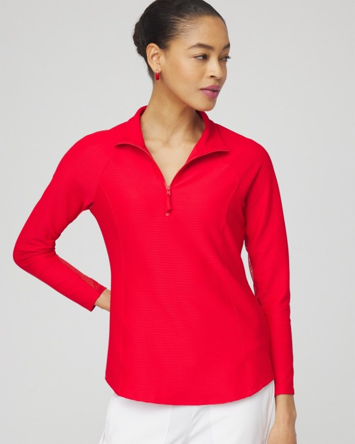 Chicos Zenergy Mesh Detail Zip Pullover - MADEIRA RED