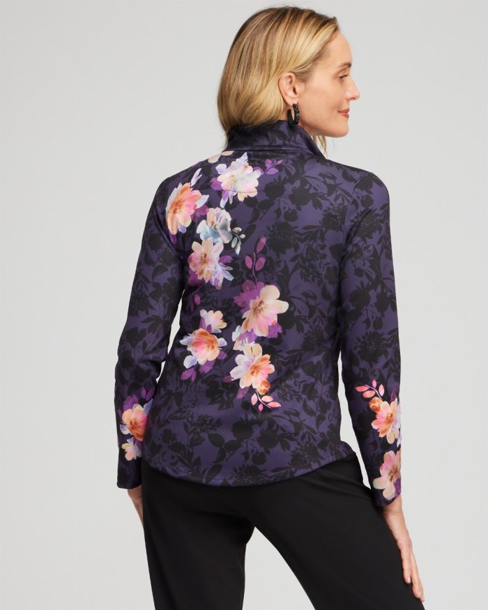 Chicos Zenergy UPF Floral Long Sleeve Top - Dewberry