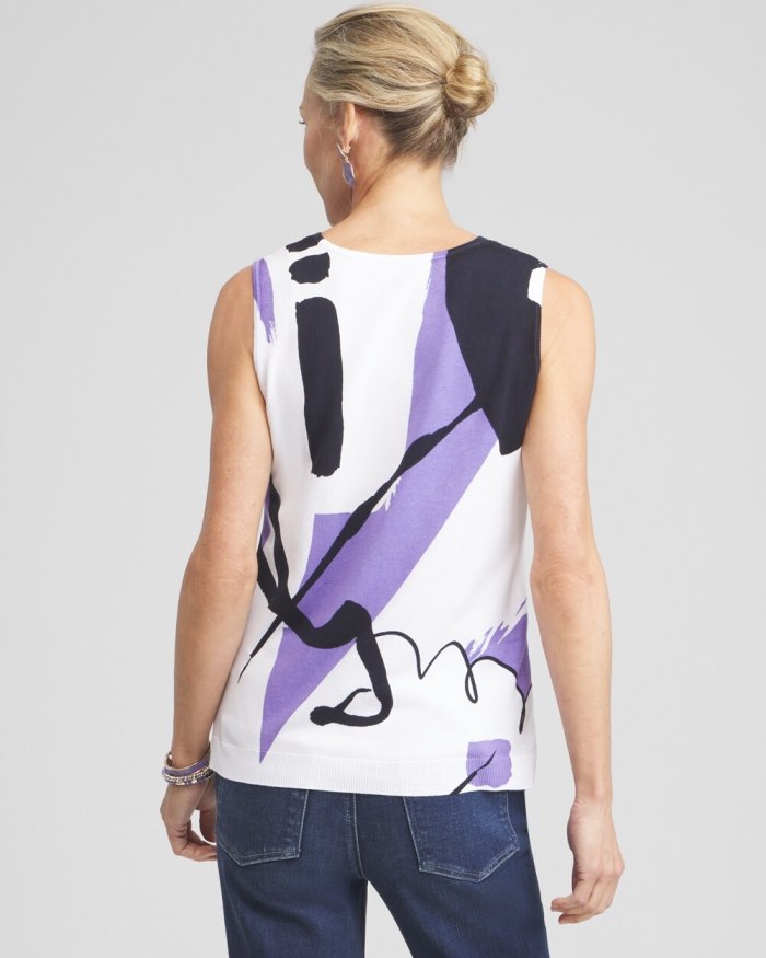 Chicos Spun Rayon Abstract Print Tank - Parisian Purple