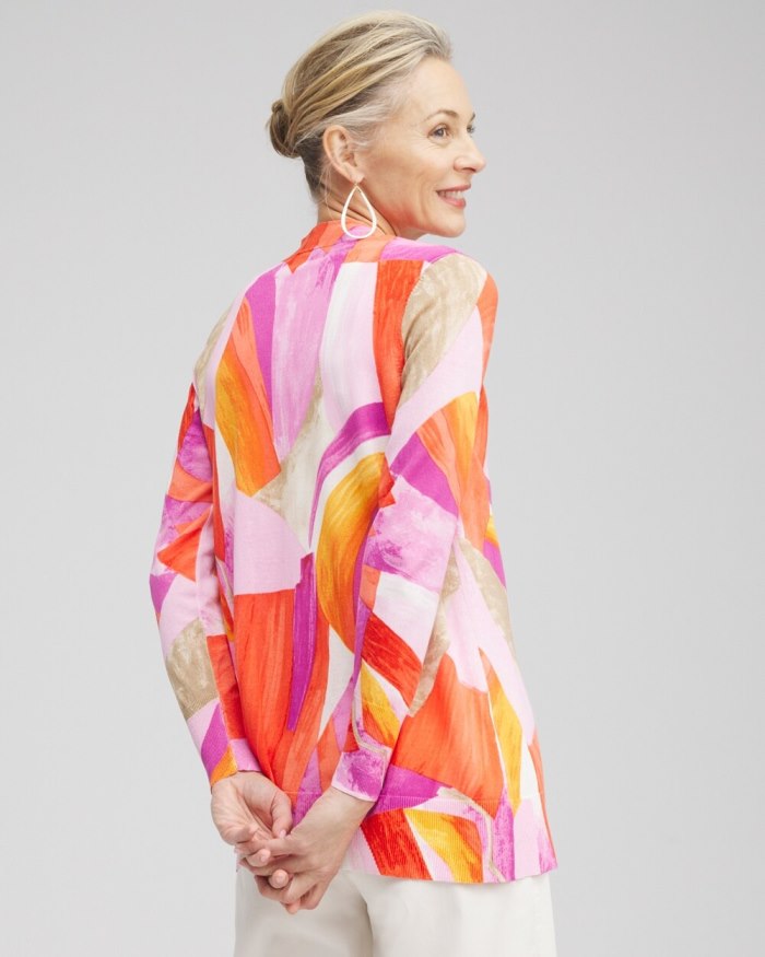 Chicos Summer Romance Abstract Cardigan - Nectarine