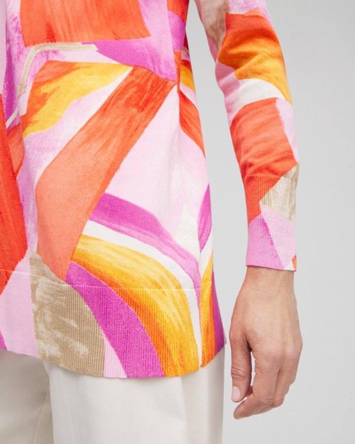 Chicos Summer Romance Abstract Cardigan - Nectarine