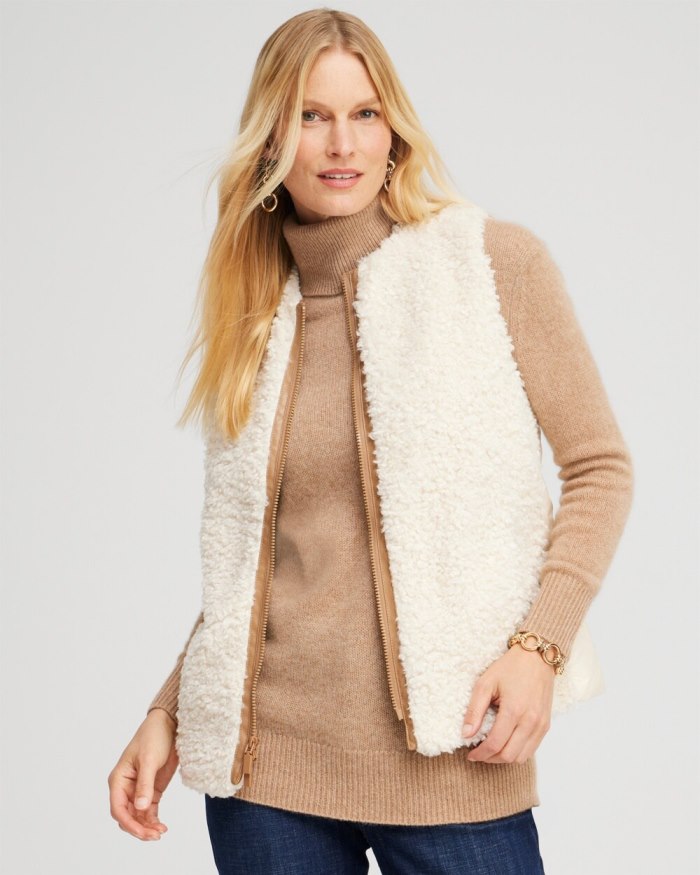 Chicos Shearling Vest - English Cream