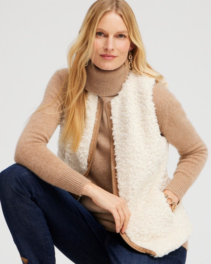 Chicos Shearling Vest - English Cream