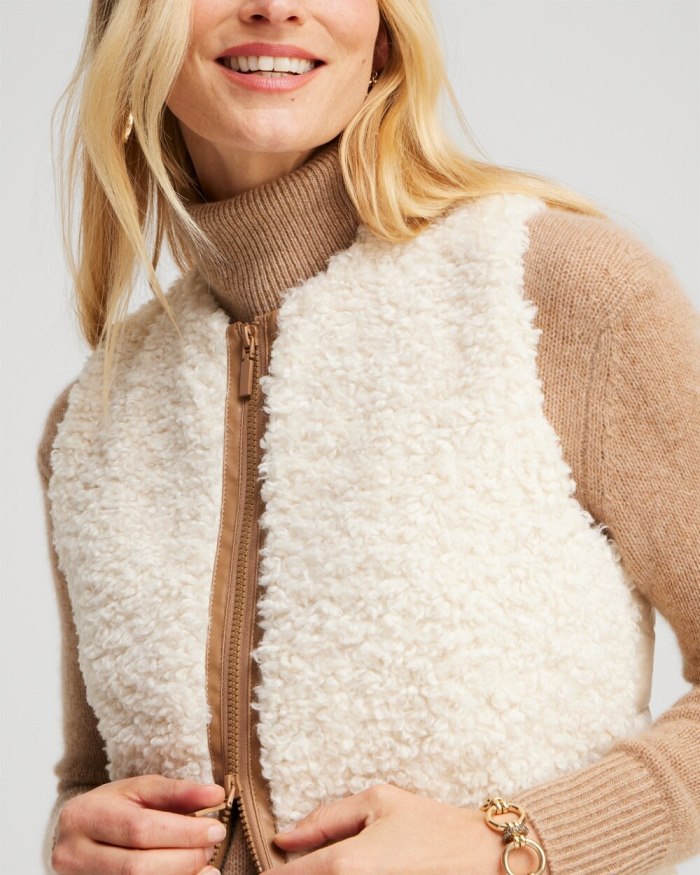 Chicos Shearling Vest - English Cream