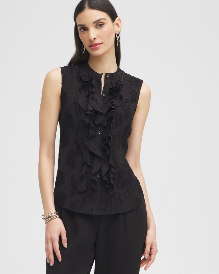 Chicos Black Label Ruffle Blouse - Black