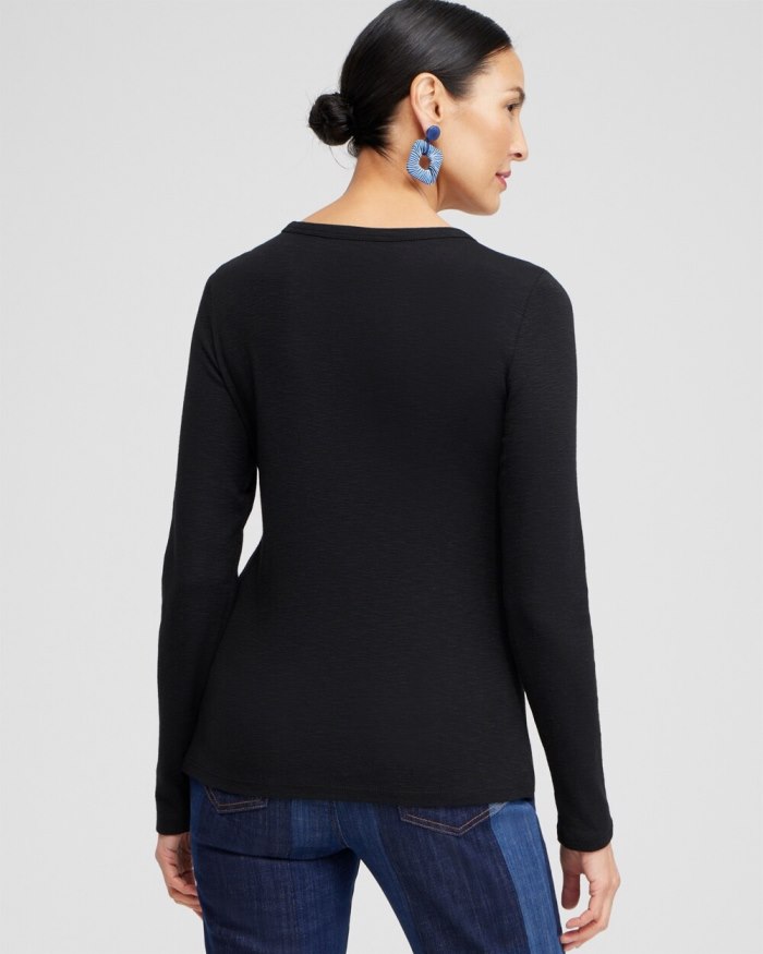 Chicos Ribbed Layering Tee - Classic Navy