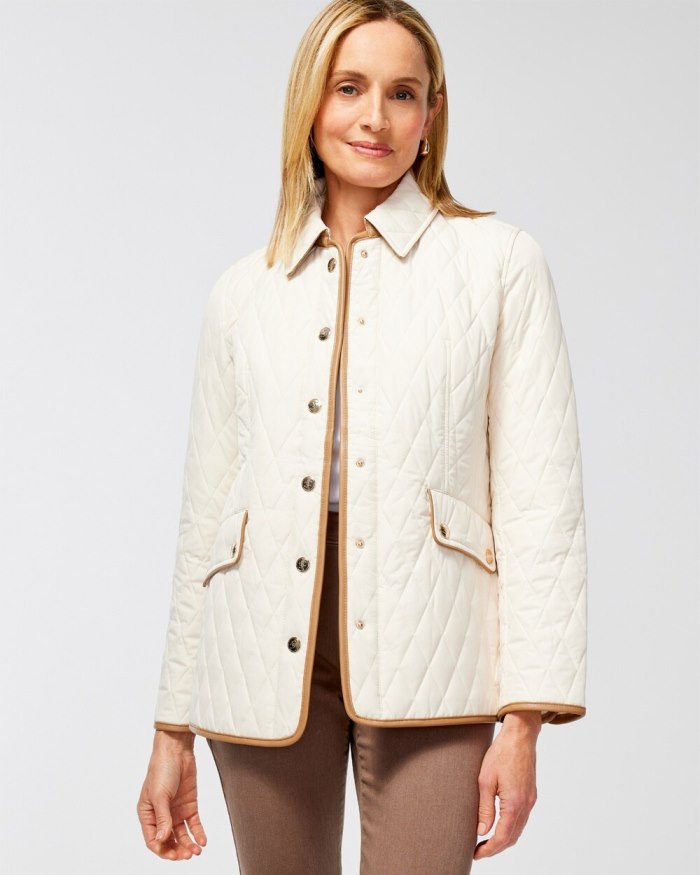 Chicos Quilted Mid-Length Jacket - English Cream