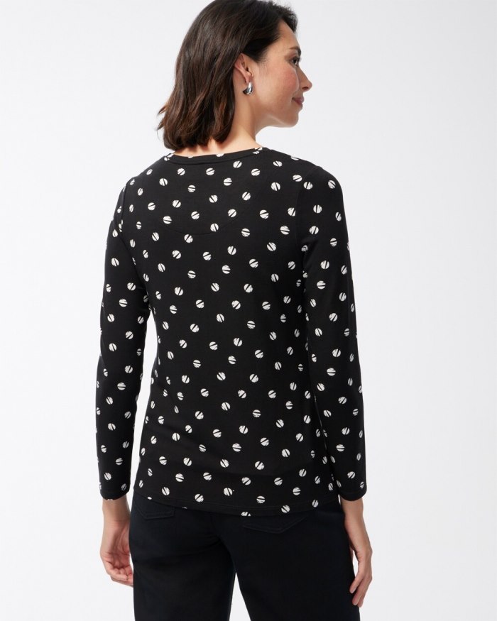 Chicos Touch of Cool Space Dot Layering Tee - Black