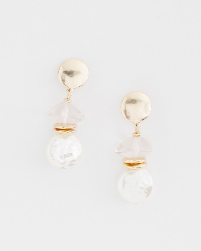 Chicos Faux Pearl Drop Earrings - Gold