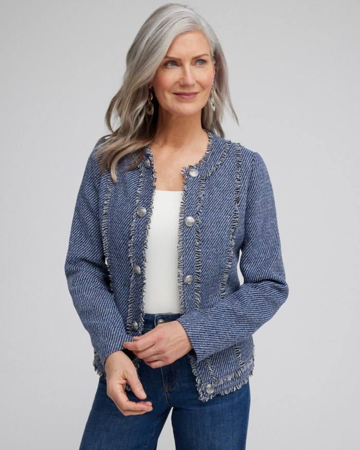 Chicos Tweed Jacket - Indigo