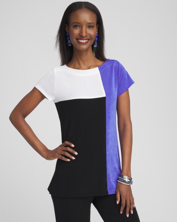 Chicos Travelers Colorblock Tunic - Purple Nightshade